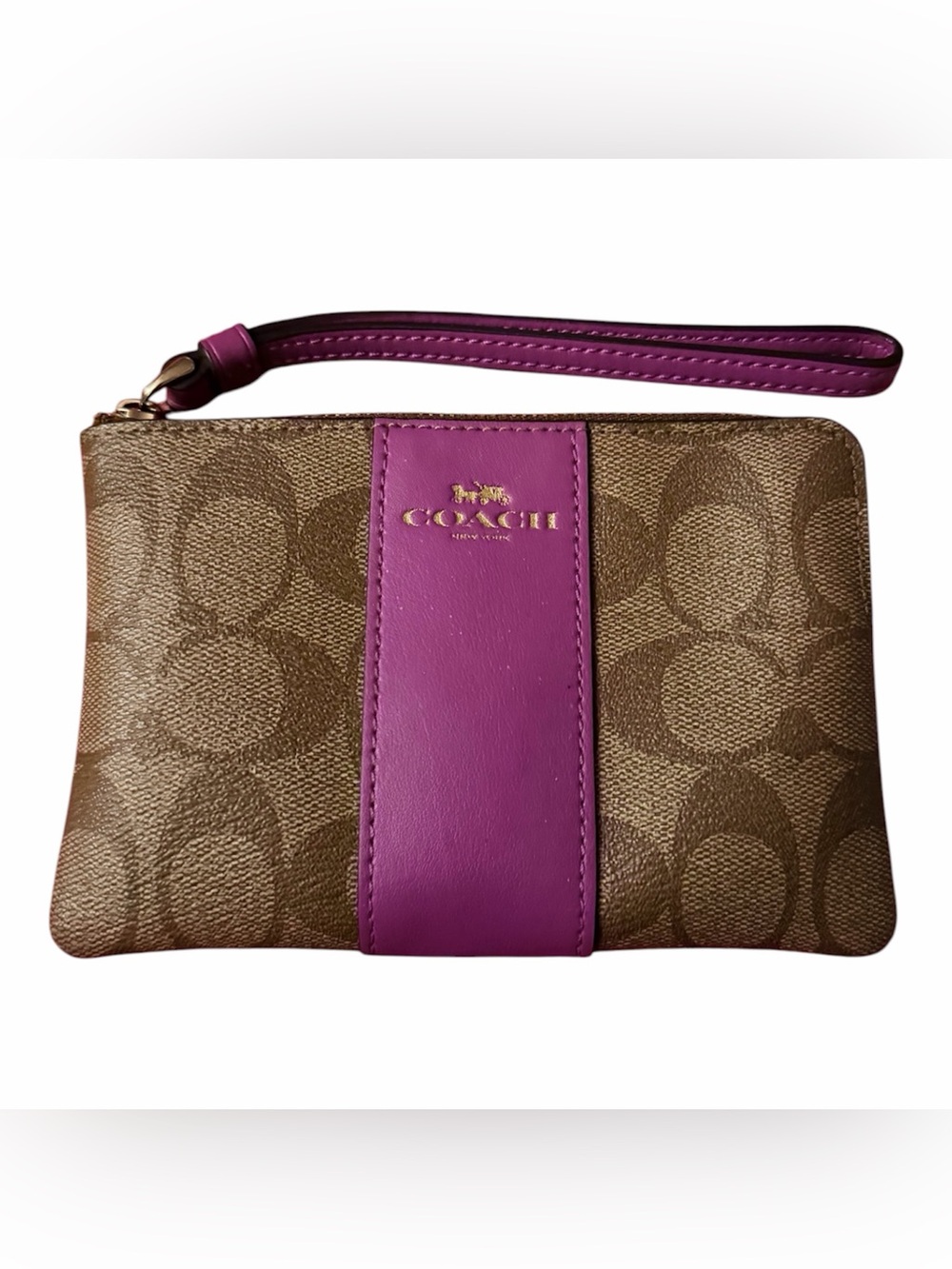 Coach Brown Signature Canvas Wristlet